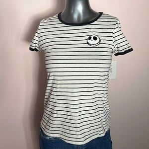 Disney Nightmare Before Christmas Jack Head Stripe Ringer Shirt Halloween XS
